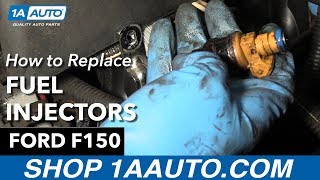 How To Replace Fuel Injectors 9704 Ford F150 [upl. by Chantalle389]