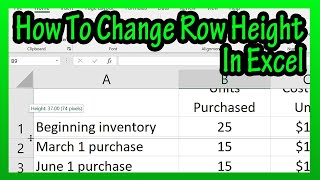 How To Change Increase Or Decrease The Row Height For Cells In An Excel Spreadsheet Explained [upl. by Thecla]