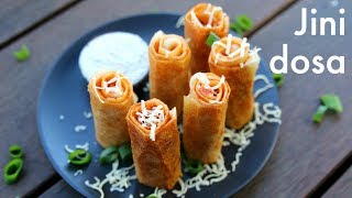 jini dosa recipe  जीनी रोल ढोसा  mumbai food jini dosa  jini roll dosa [upl. by Llertram]