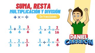 SUMA RESTA MULTIPLICACIÓN Y DIVISION DE FRACCIONES Super facil  Para principiantes [upl. by Kimmi]