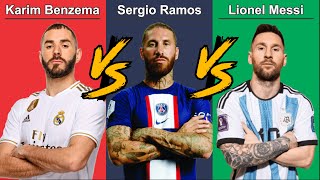 Comparison Karim Benzema vs Sergio Ramos vs Lionel Messi [upl. by Lisbeth]