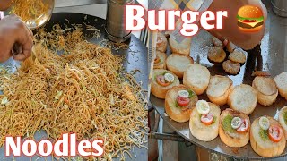 Burger Noodles Fast food Recipes 😋  tikki burger  McDonalds style recipe aman bela vlogger [upl. by Puett]