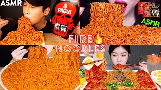 MUKBANGERS EATING SPICY FIRE🔥 NOODLES🥵 NOODLES EATING ASMR MUKBANG😋 [upl. by Ettigirb236]