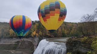 Letchworth state park waterfall hot air balloon fly over [upl. by Nalyr650]