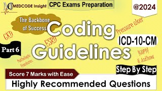 ICD10CM Specific Coding guidelines questions for CPC exam Part 6 [upl. by Ahsercul]