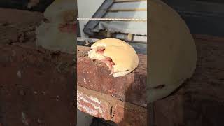 Bricklayer working while trying to eat bacon sandwich on the line bacon satisfying construction [upl. by Eceinwahs]