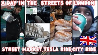 A DAY IN THE LIFE IN LONDON STREET MARKET✅TESLA STREET DRIVE💯 [upl. by Heloise629]