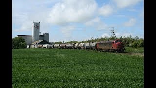 Danmark Nohab diesel locomotive MY28 Lemvigbane godstog Rønland Kesselwagenzug Diesellok EDK023402 [upl. by Coonan]