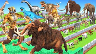 EPIC SABER TOOTH DEATHRUN The Toughest of All Animals Dinosaurs Fight Animal Revolt Battle Simulator [upl. by Ilujna]