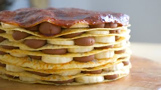 チョコバナナミルクレープの作り方✴︎How to make Chocolate and Banana Mille Crepes✴︎ベルギーより [upl. by Ladnyk]