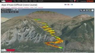 Alpe dHuez  Strava Fly Through on VeloViewer [upl. by Obbard918]