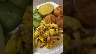 Scrumptious Saltfish and Ackee with Bakes [upl. by Ahsiuqat]