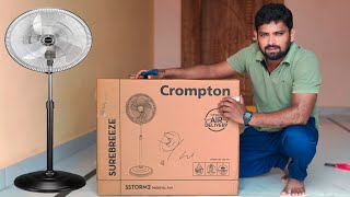 Crompton storm 2 pedestal fan unboxing in Telugu installation [upl. by Irab]