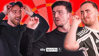 Maguire and Eriksen TAKE ON Littler in darts challenge 👀🎯 [upl. by Arnon]