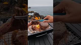 outdoorcooking seaside riverside watersounds bushcooking steakrecipes food 🍲beefrecipes [upl. by Inva295]