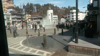 Kusatsu Hot Spring 8  YuBatake the center of Kusatsu Onsen view from Kusatsu Round Bus [upl. by Saile]