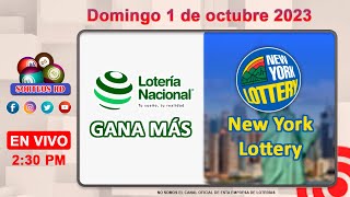 Lotería Nacional Gana Más y New York Lottery en VIVO 📺│Domingo 1 de octubre 2023 [upl. by Ahens46]