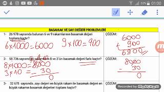 4SINIF MATEMATİK  BASAMAK VE SAYI DEĞERİ  PROBLEM ÇÖZÜMÜ [upl. by Laicram219]