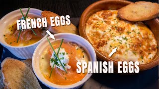 French Baked Eggs with Smoked Salmon  Spanish Baked Eggs with Sobrasada  Chef James [upl. by Fredia]