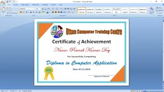 How To Make a Certificate Design in Microsoft Word  Certificate Design in MS Word [upl. by Alyce894]