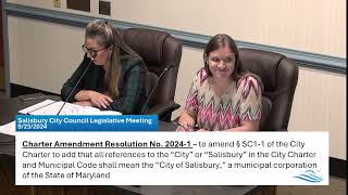 Salisbury City Council Legislative Session 9232024 [upl. by Gneh793]