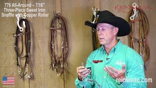 Bit 776 ALLAROUND – 716″ THREEPIECE SWEET IRON SNAFFLE WITH COPPER ROLLER [upl. by Justinian662]