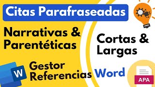 📝 Cómo Hacer CITAS PARAFRASEADAS en Word según Normas APA 7ma Edición 📚 [upl. by Earvin]