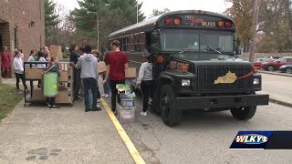 Kammerer Middle School students collect canned food other items for Hope Buss [upl. by Deeann784]