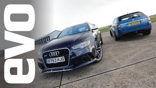 Audi RS6 Avant v Vauxhall VXR8 Supercharged  evo TRACK BATTLE [upl. by Ordnagela]