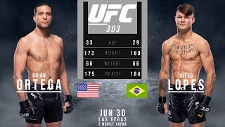 BRIAN ORTEGA vs DIEGO LOPES FULL FIGHT UFC 303 [upl. by Kristan]