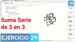 Serie de 3 en 3 en PSeInt Ciclo Mientras Ejercicio en PSeInt N°29 [upl. by Gierc916]