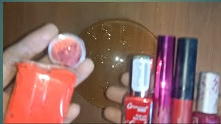 RED SLIME Mixing Makeup and glitter into Clear Slime Satisfying Slime Videos [upl. by Ayanad]