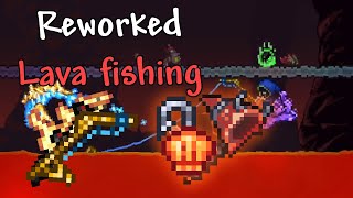 Reworked Lava fishing Explained NEW lava fishing item  Terraria 14 Showcase [upl. by Langham]