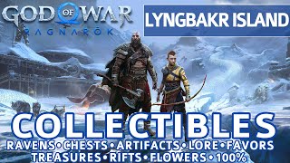 God of War Ragnarok  Lyngbakr Island All Collectible Locations Chests Artifacts Ravens  100 [upl. by Caron]