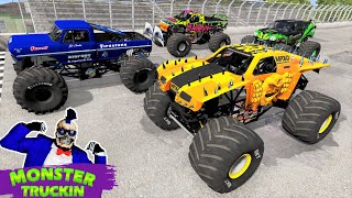 Monster Jam INSANE Racing Freestyle and High Speed Jumps 20  BeamNG Drive [upl. by Emmi]