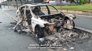 Emeutes ANGERS quartier la Roseraie au petit matin du 1er juillet 2023 [upl. by Dronski142]