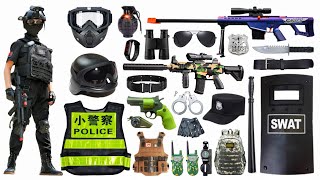 Special Police Weapons Toy set UnboxingBarrett Sniper M416 guns Gas mask Glock pistol Dagger [upl. by Conners]