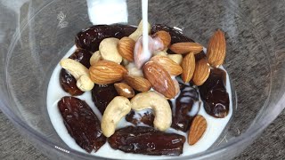 Add milk into dates and nuts you will be surprised with the result [upl. by Harwill956]