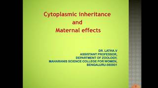 Cytoplasmic inheritance and maternal effects [upl. by Marcelline]