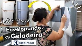 Como Envelopar a Geladeira com Contact Transformando Geladeira branca em Inox [upl. by Pliner717]