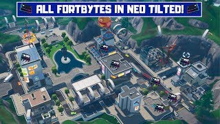 All Fortbyte Locations in Neo Tilted  Fortbyte Challenges Season 9 [upl. by Haliek27]