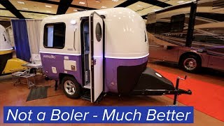 14 Foot BACKPACK by Armadillo Trailers Front kitchen floor plan that features a king size bed [upl. by Jablon393]