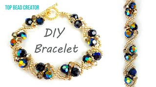 Making a simple bracelet Jewelry tutorial Crystal round Rondelle Seed beads [upl. by Pru157]