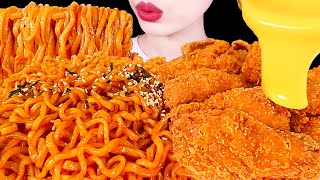 ASMR MUKBANG｜SPICY FIRE NOODLES amp KFC CHICKEN amp CHEESE SAUCE 불닭볶음면 amp KFC 치킨 amp 치즈소스 EATING SOUNDS 먹방 [upl. by Enneyehc589]