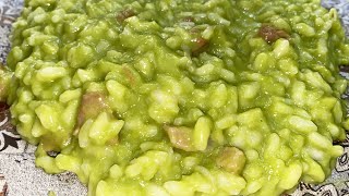 RISOTTO CON CREMA DI PISELLI E PANCETTA [upl. by Eidnac]