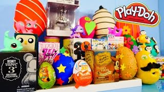 Play Doh Eggs Surprise Blind Box Unboxing Toys MLP Disney Vinylmation Kidrobot Playdough Videos [upl. by Enitnatsnoc]