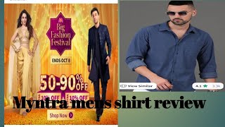 Myntra mens shirt 👕 review 🤩myntra  review unboxingmyntrahaul myntrafinds meeshofinds [upl. by Eirolav]