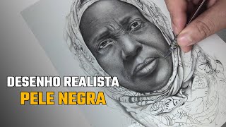 DESENHO REALISTA PELE NEGRA  SPEED DRAW BLACK SKIN [upl. by Annaiviv]