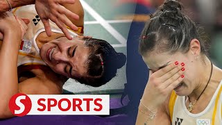 Cruel blow for Carolina as tearful Spaniard limps out of Olympics [upl. by Etnaihc721]