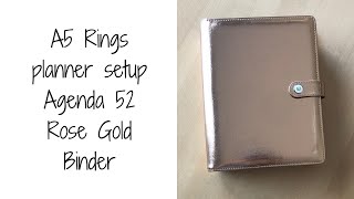 A5 Rings Planner setup  Agenda 52 Rose Gold Binder [upl. by Shuma]